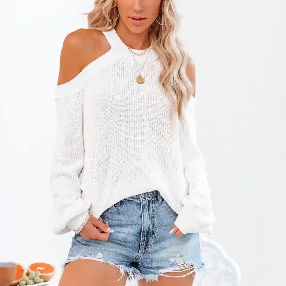 Open shoulder sweater